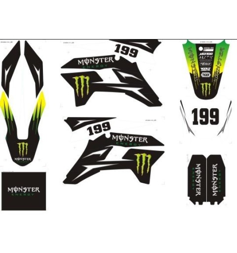 ADESIVI MONSTER X PLASTICHE KRZ PIT BIKE KAYO TT125 TT140 TD160 TT160 TT190R