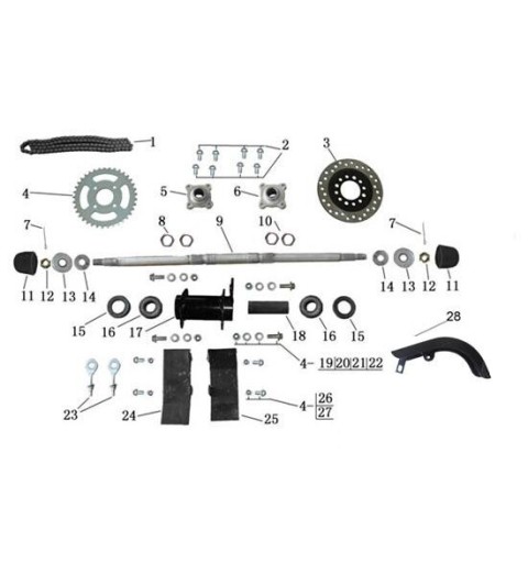 FLANGIA SUPPORTO CORONA QUAD SULL'ASSE POSTERIORE ATV 110 4 TEMPI