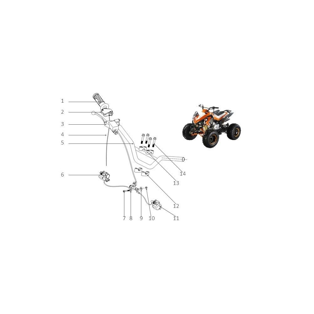 SET FRENI IDRAULICI ANTERIORI QUAD 125 SPORT - pinze pompa leva freno tubo