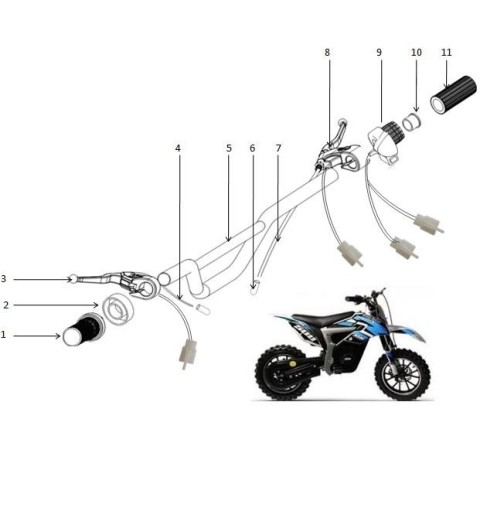 set MANOPOLE + ACCELERATORE MINICROSS ELETTRICO manopola destra + sinistra