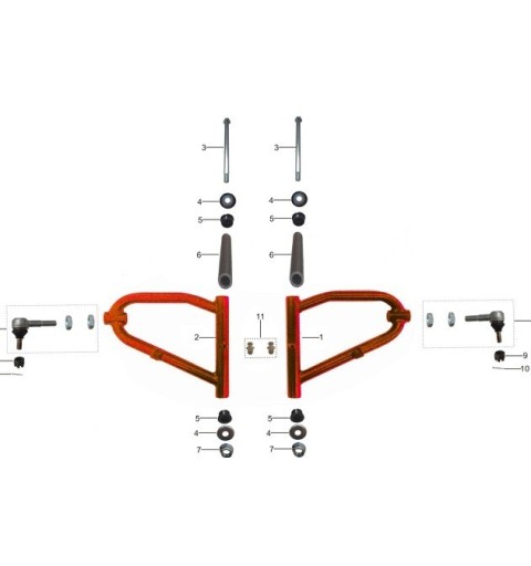 1pz BOCCOLA BRACCETTI ANTERIORI KAYO TOR250 Φ16*27*H23+Φ23+H20