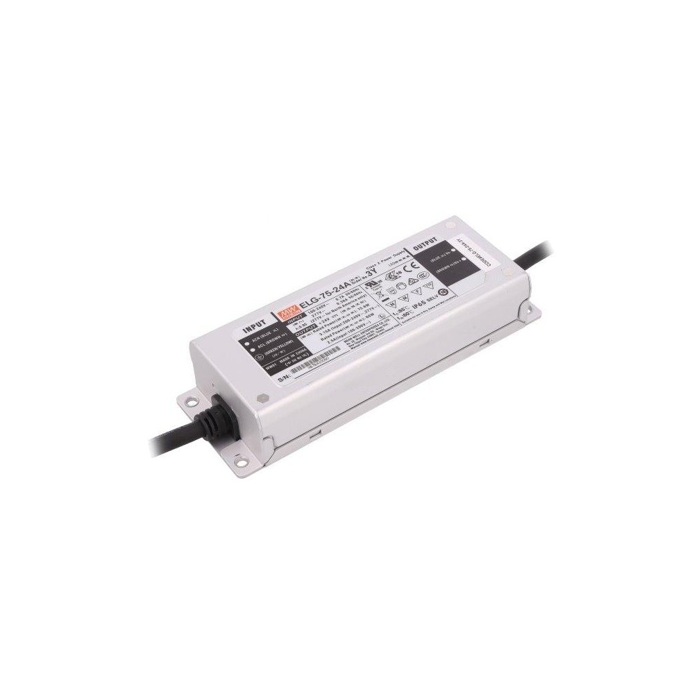 MEAN WELL ELG-75-24 a-3y CARICA Alimentatore SWITCHED-MODE LED 75.6W 24VDC