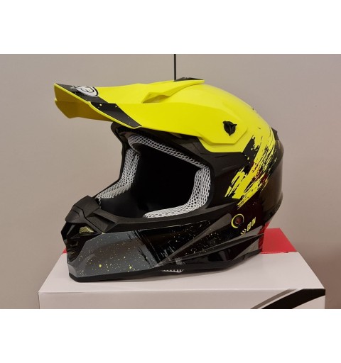 CASCO MOTOCROSS ONE HELMETS RACING MOTO GIALLO FLUO NERO