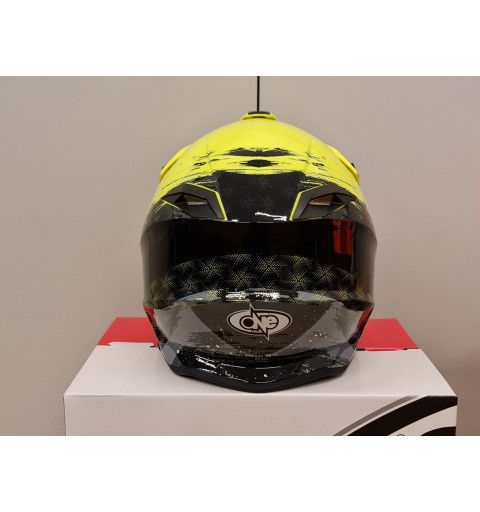 CASCO MOTOCROSS ONE HELMETS RACING MOTO GIALLO FLUO NERO