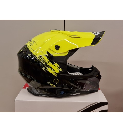 CASCO MOTOCROSS ONE HELMETS RACING MOTO GIALLO FLUO NERO