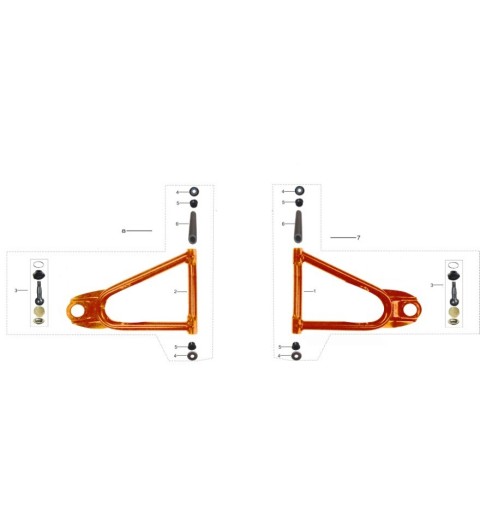 BRACCETTO SUPERIORE TRAPEZIO SNODO SINISTRO QUAD ATV KAYO AU200 braccetti boccole completo