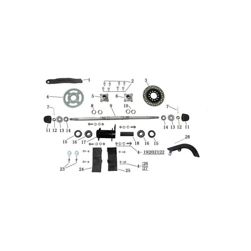 FLANGIA SUPPORTO CORONA QUAD SULL'ASSE POSTERIORE ATV 110 4 TEMPI