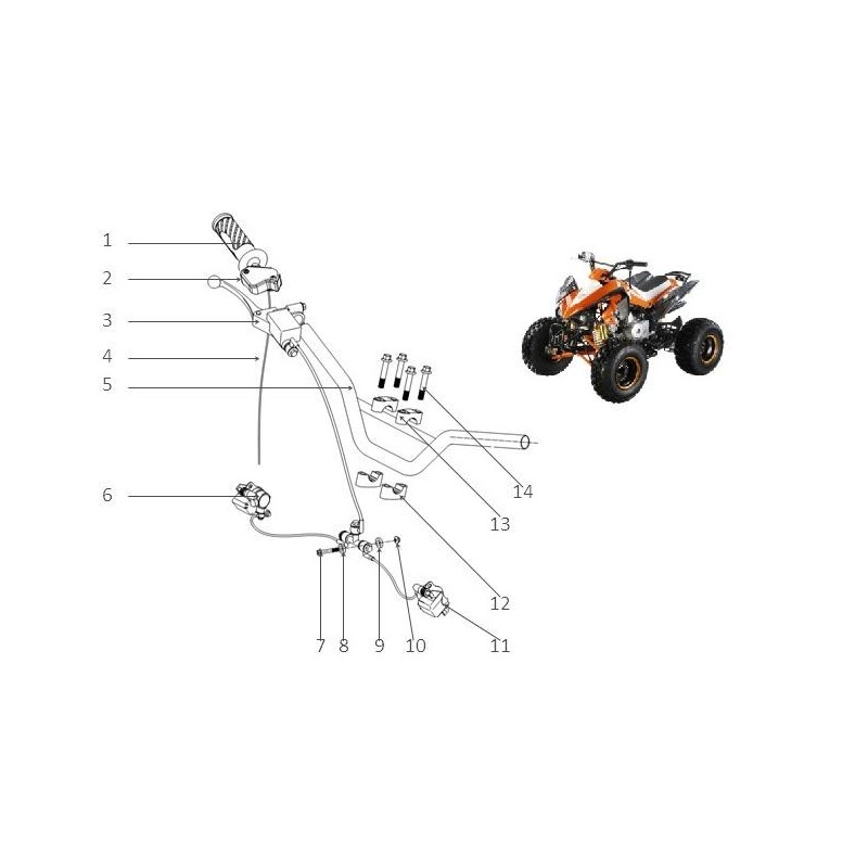 SET FRENI IDRAULICI ANTERIORI QUAD 125 SPORT - pinze pompa leva freno tubo