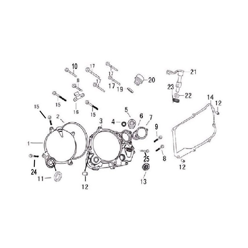 CARTER COPRI FRIZIONE + GUARNIZIONE - blocco motore pit bike krz 170 kayo 4 tempi