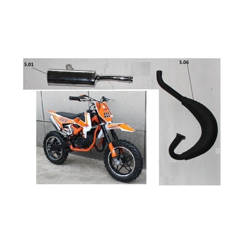 MARMITTA MINICROSS FALCO - espansione + silenziatore minimoto cross 2 tempi 49cc