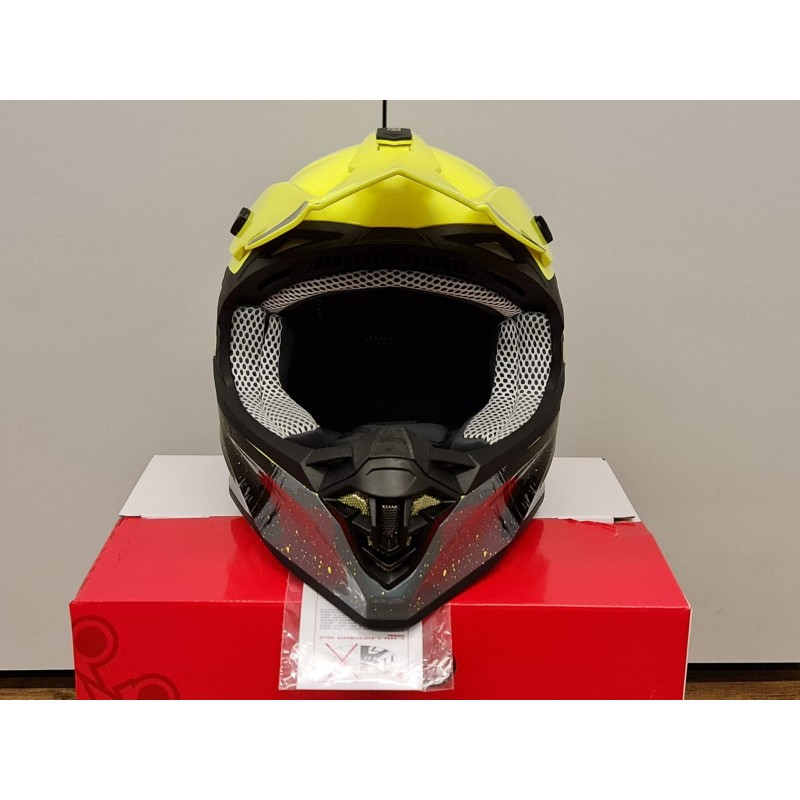 CASCO MOTOCROSS ONE HELMETS RACING MOTO GIALLO FLUO NERO