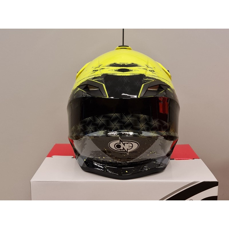 CASCO MOTOCROSS ONE HELMETS RACING MOTO GIALLO FLUO NERO