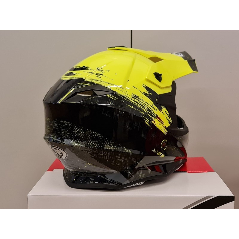 CASCO MOTOCROSS ONE HELMETS RACING MOTO GIALLO FLUO NERO