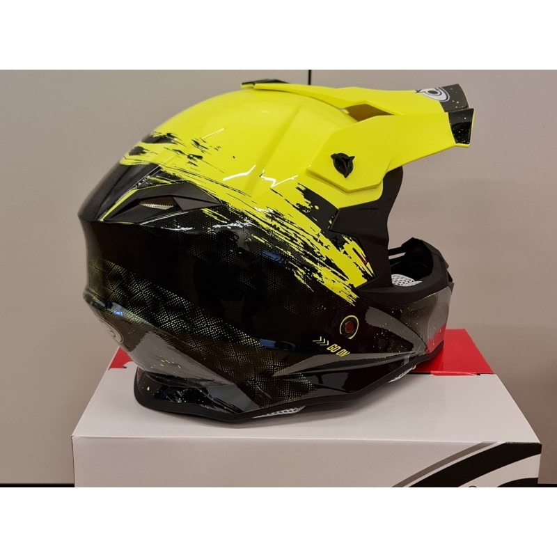 CASCO MOTOCROSS ONE HELMETS RACING MOTO GIALLO FLUO NERO