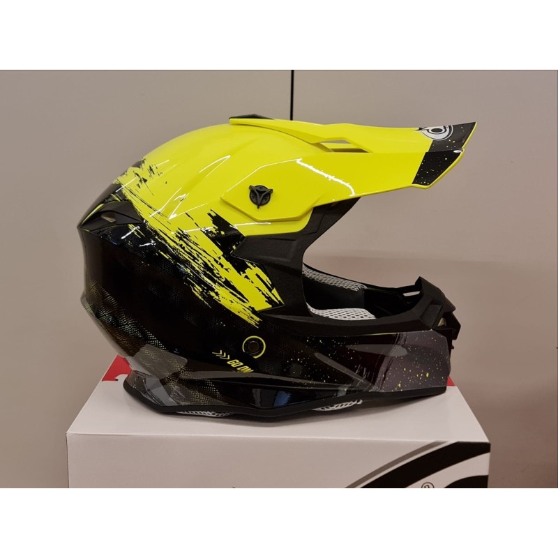 CASCO MOTOCROSS ONE HELMETS RACING MOTO GIALLO FLUO NERO