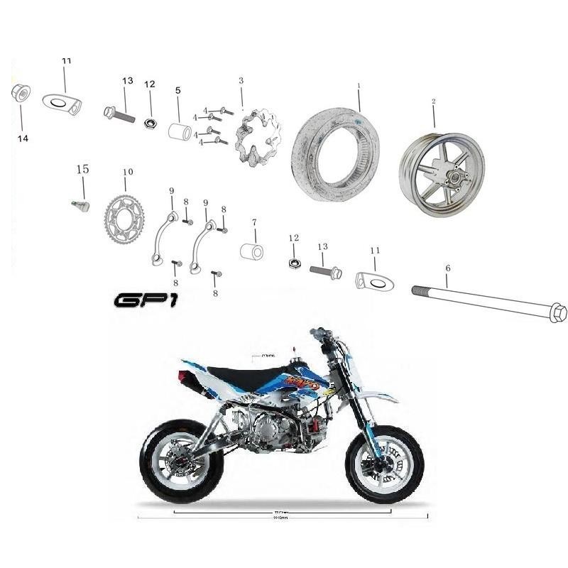 CERCHIO POSTERIORE 120/80-12 IN LEGA BIANCO SUPERMOTO GP1 KAYO MOTARD RACING  - pit bike stradale minimoto