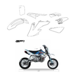 CARENE PLASTICHE GP1 SUPERMOTO KAYO PIT BIKE MOTARD BIANCHE KIT COMPLETO